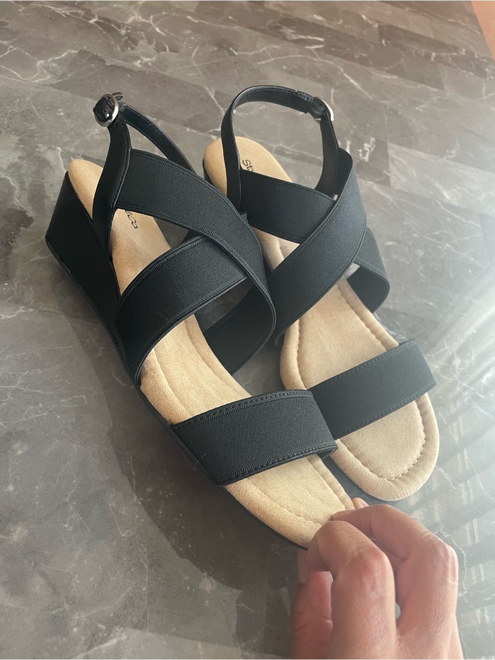 Style&Co. Woman’s Black wedge sandals sz 9 M